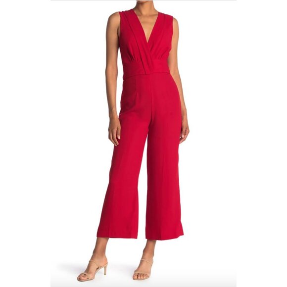 CLUB MONACO Tie Back V-Neck Jumpsuit in Tomato Red, Size 8 (NWT) - Picture 2 of 13